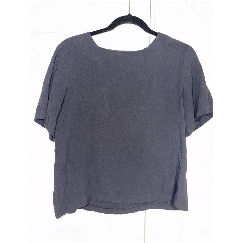 Vintage Sag Harbor Pullover Black Top Blouse Shirt Womens 10 Short Sleeve USA